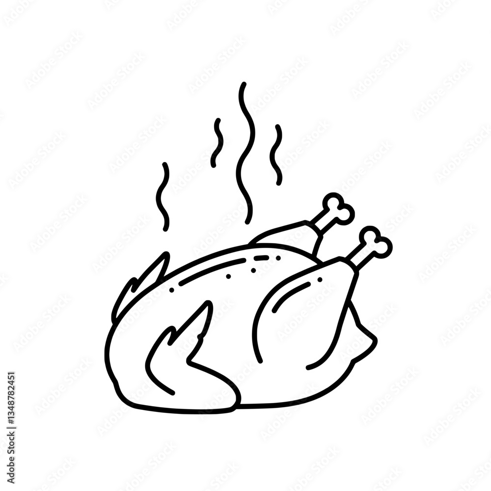 Fototapeta premium Roasted Chicken: An appetizing illustration of a steaming roasted chicken, perfect for culinary projects, featuring savory details.