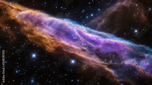 Vibrant Cosmic Nebula with Colorful Gas Clouds and Stars in Space
