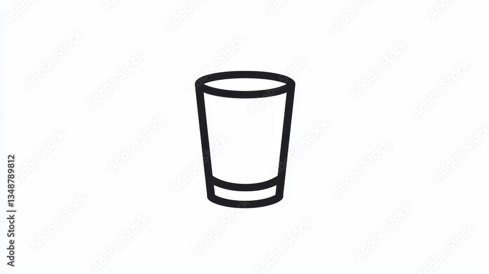 Black line icon representing a shot glass designed for dishware applications. Black line icon representing a shot glass designed for dishware applications.