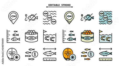 Fish farm icons set. Set of fish farm icons. Simple vector illustration for mobile concept and web design.