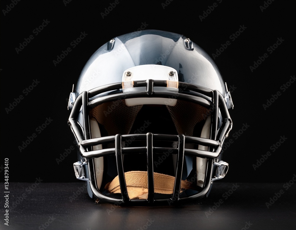 Naklejka premium Football helmet on black background. Generated image