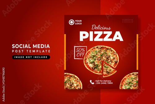 Delicious Pizza 50% Off Social Media Post Template