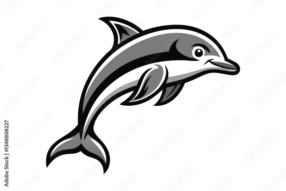 Cartoon Dolphin Mascot Aquatic Mammal Character with Smiling Expression and Bold Outline Cartoon Dolphin Mascot Aquatic Mammal Character with Smiling Expression and Bold Outline
