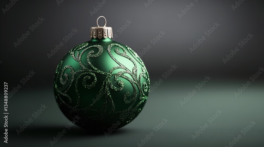 Elegant Green Christmas Ornament Hanging from a Branch Elegant Green Christmas Ornament Hanging from a Branch