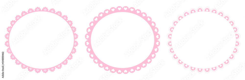 Scalloped pink cute border simple divider ornament edge cut out decoration isolated on white background. Y2k trendy coquette Scalloped pink cute border simple divider ornament edge cut out decoration isolated on white background. Y2k trendy coquette