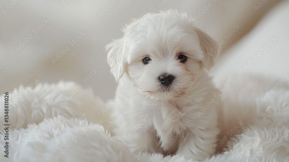 Grooming a Maltipu Puppy. Combing purebred dogs. on light background Copy space Grooming a Maltipu Puppy. Combing purebred dogs. on light background Copy space