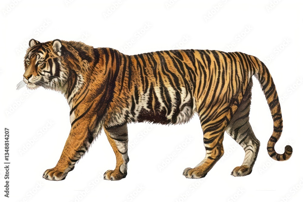 Obraz premium Majestic tiger illustration on white