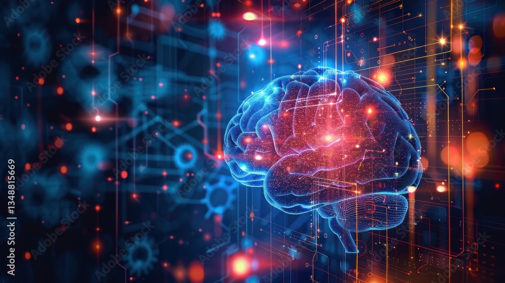 Digital brain, technology concept, abstract background, future Digital brain, technology concept, abstract background, future
