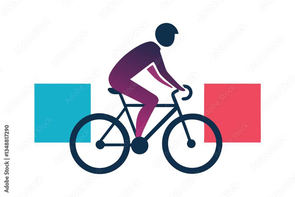 Minimalist Bicyclist Art Stylized Gradient Cyclist with Geometric Shapes Around Figure Minimalist Bicyclist Art Stylized Gradient Cyclist with Geometric Shapes Around Figure