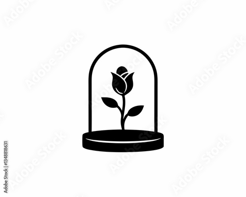 creative glass dome flower silhouette vector illustration isolated on white background