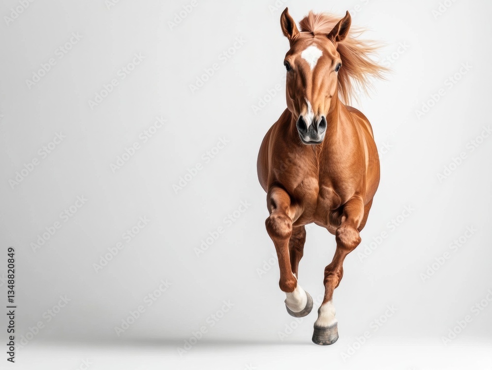 Dynamic horse running with flowing mane. Dynamic horse running with flowing mane.