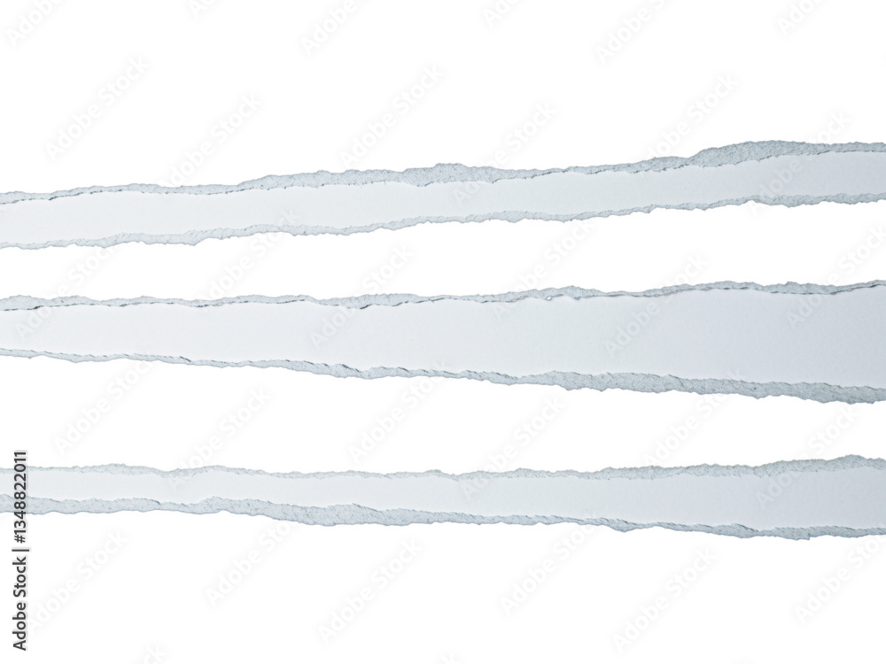 Fototapeta premium Horizontal strips of ripped white paper on a transparent background