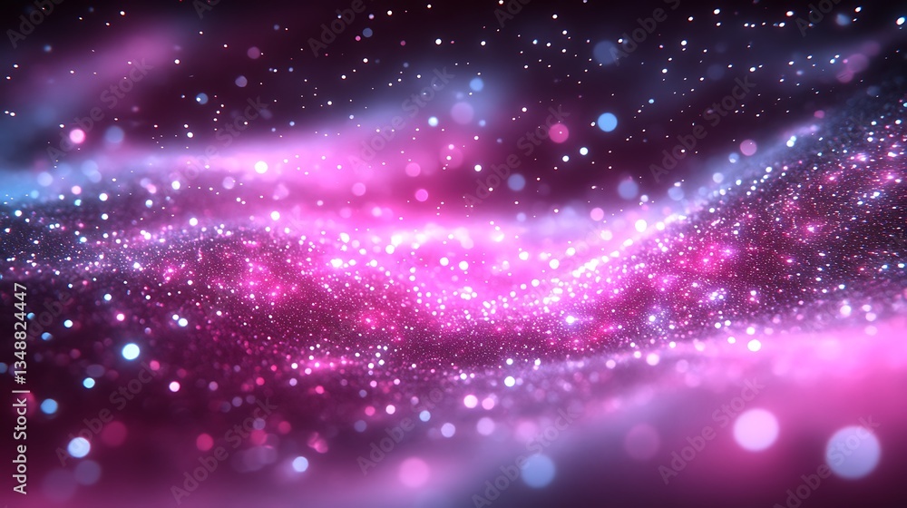 Abstract pink and purple glowing particle wave. Abstract pink and purple glowing particle wave.