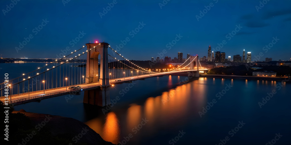 Fototapeta premium bridge over the river at night