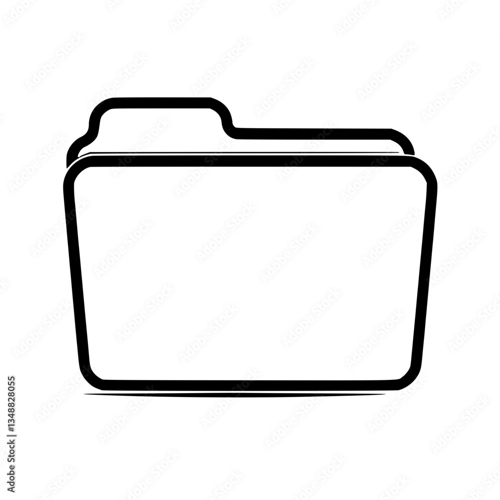 A simple -and- vector graphic shows an empty file folder with a tab on top perfect for representing digital storage and organization A simple -and- vector graphic shows an empty file folder with a tab on top perfect for representing digital storage and organization