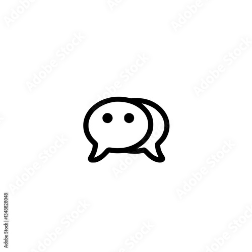 Two overlapping speech bubbles symbolize conversation and communication This minimalist and illustration represents dialogue and sharing ideas