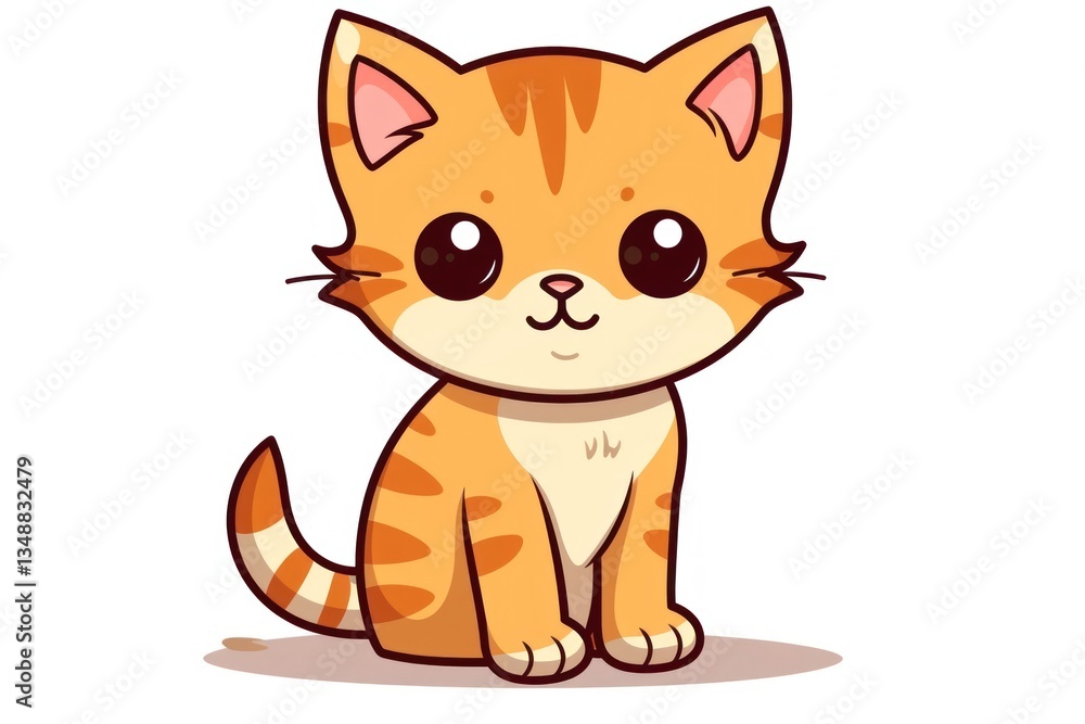 Obraz premium Cute cartoon orange kitten