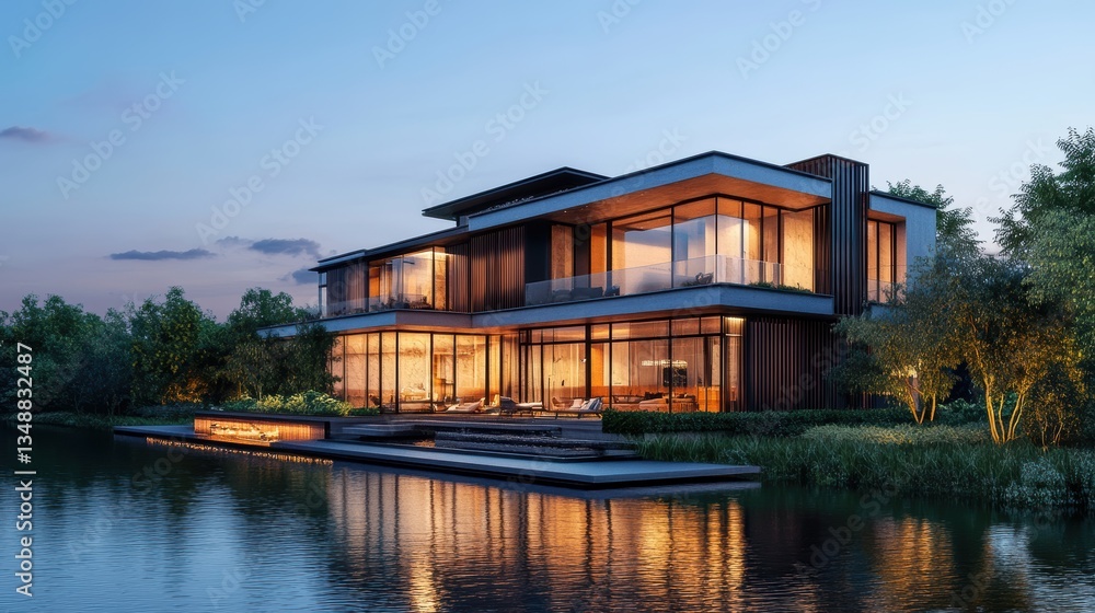 3d rendering of modern house by the river house, luxury, villa, modern, architecture, building, exterior, residential, property, designer 3d rendering of modern house by the river house, luxury, villa, modern, architecture, building, exterior, residential, property, designer