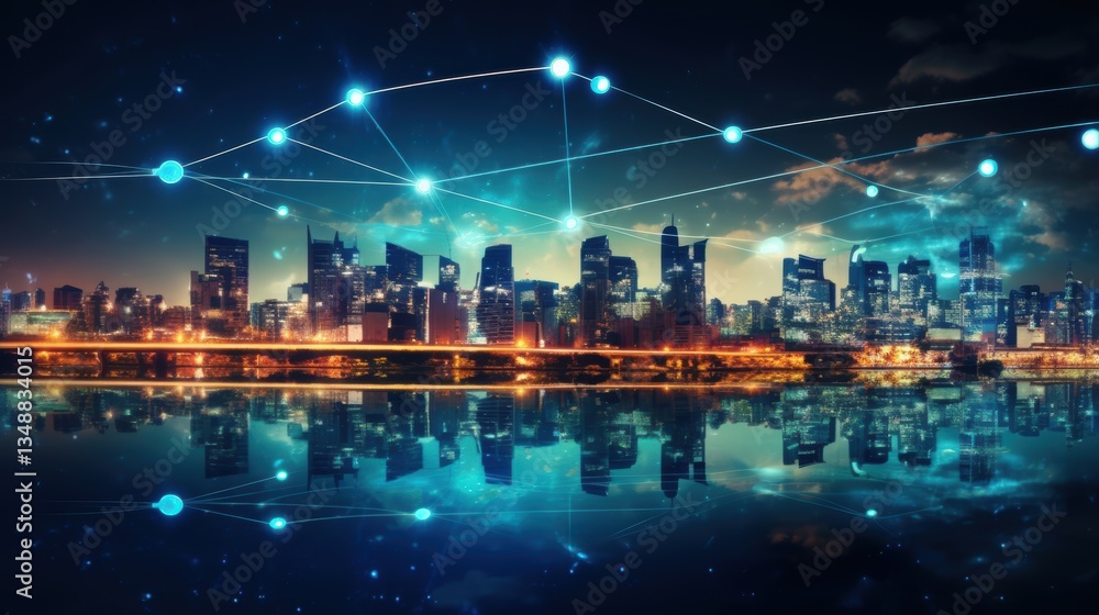 Fototapeta premium 5G, 6G, Big data wireless network, high speed internet, cloud computing or connect diagram technology, Data storage, service, synchronize, online, financial, Connectivity global, smart city, Gen AI