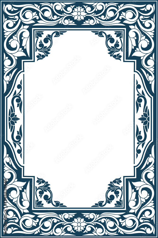 Fototapeta premium Decorative ornate retro floral blank card template