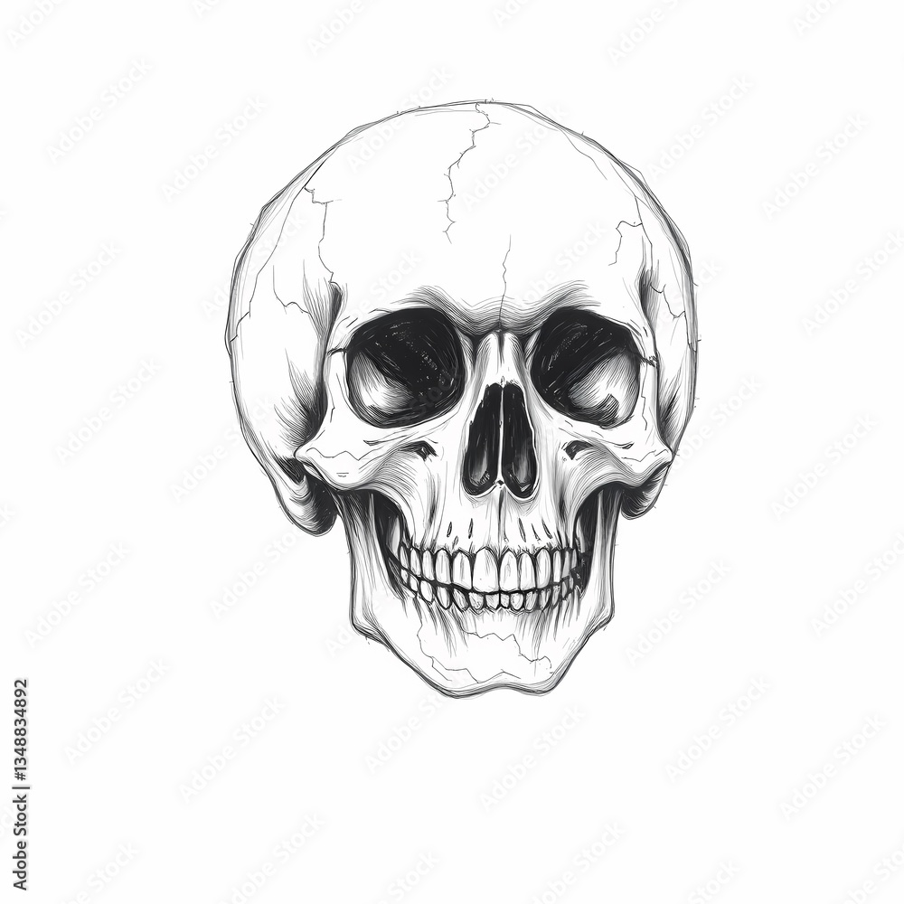 The Anatomy of Mortality: A stark, black and white, hand-drawn illustration of a human skull, offering a glimpse into the intricate architecture of the human form. The Anatomy of Mortality: A stark, black and white, hand-drawn illustration of a human skull, offering a glimpse into the intricate architecture of the human form.