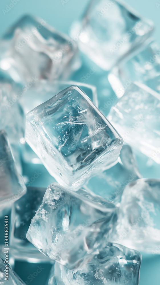 Crystal-clear ice cubes piled on a pastel blue surface, radiating freshness and chill, ideal for phone wallpaper with a refreshing vibe.
Crystal-clear ice cubes piled on a pastel blue surface, radiating freshness and chill, ideal for phone wallpaper with a refreshing vibe.