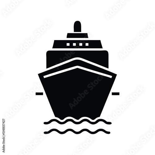 Vector illustration of a ship and boat icon on the sea, symbolizing travel, transport, and maritime business