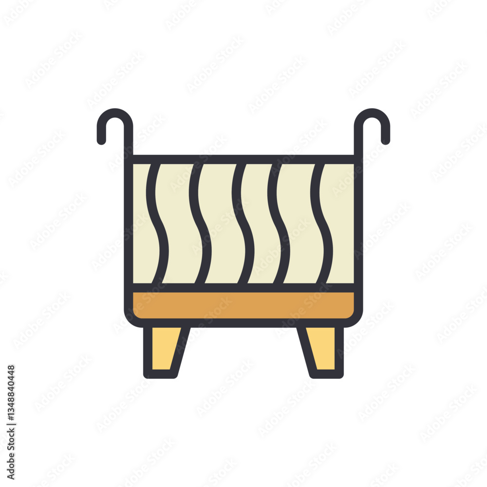 Fototapeta premium Baby cribs colored icons, minimalist vector illustration ,simple transparent graphic element .Isolated on white background