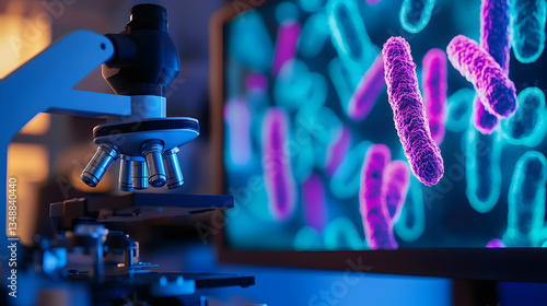 Microscope image of genetically engineered bacteria