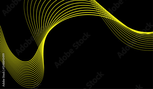Yellow Light waves background, waves of color against a black background.
