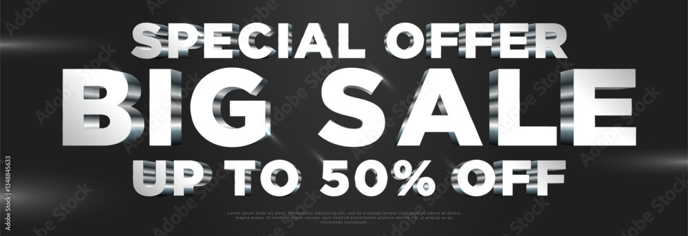 Obraz premium Big sale banner made in 3d silver letters