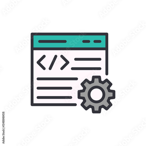 Program management colored icons, minimalist vector illustration ,simple transparent graphic element .Isolated on white background