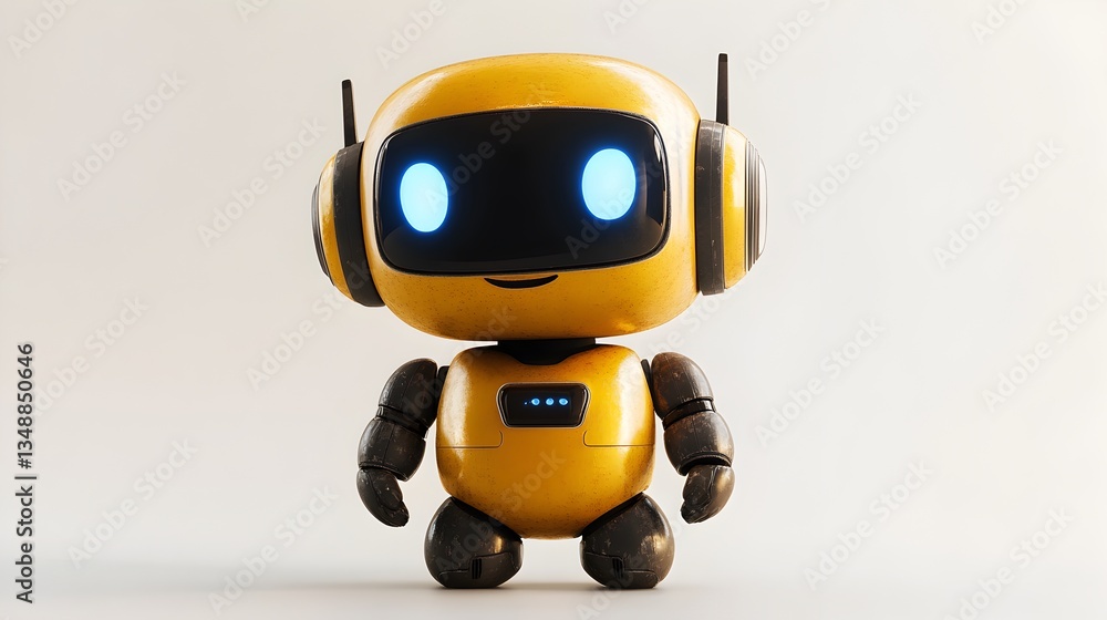 Cute Yellow Robot Character Illustration Cute Yellow Robot Character Illustration