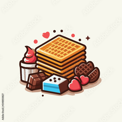 food, waffle, dessert, breakfast, background, pastry, sweet, snack, delicious, illustration, homemade, lunch, tasty, crispy, bakery, fresh, white, baked, meal, belgian, wafer, cream, cake, golden, str
