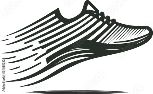 running shoe vector illustration with black silhouette design