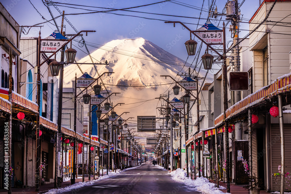 Fototapeta 富士山と電線 Mount Fuji and power lines a World Heritage