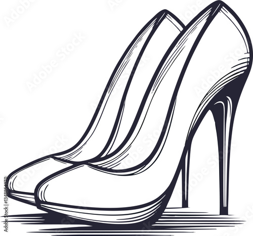 Stylish black high-heel shoes with an elegant and fashionable design