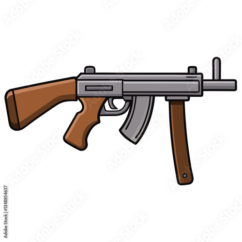 Thompson submachine gun , police weapon vector design, military vector design illustration.