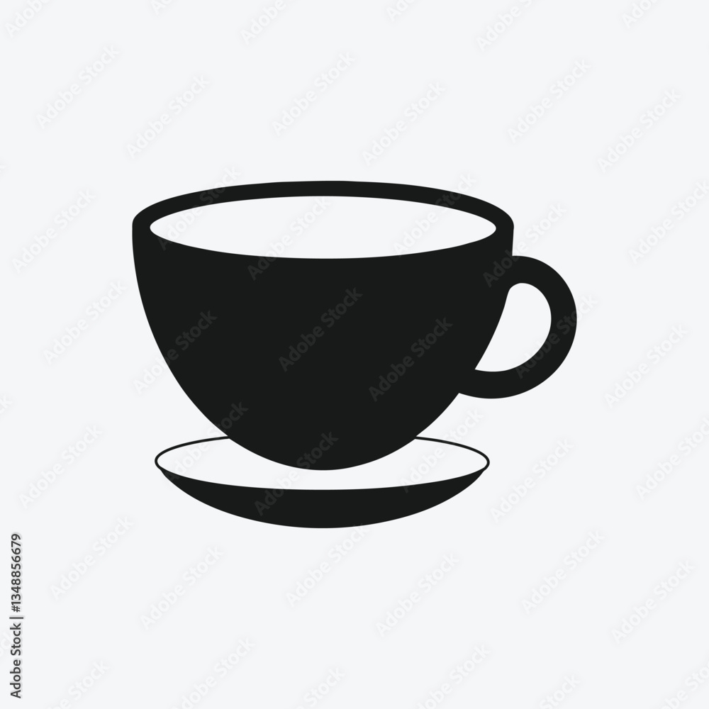 Simple Silhouette of a Coffee Cup and Saucer Simple Silhouette of a Coffee Cup and Saucer