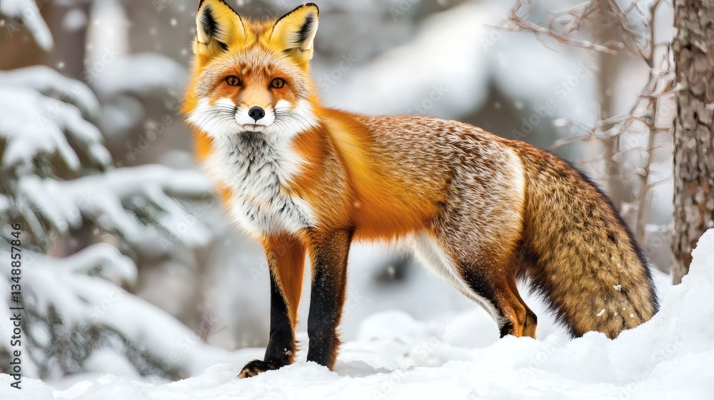 Obraz premium Stunning Red Fox in Snowy Winter Wonderland