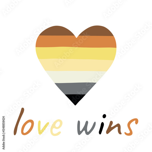 Colorful heart shape Bear brotherhood pride flag Happy pride day LGBTQIA community Pride Month Vector hand drawn doodle for posters, stickers, logo, cards