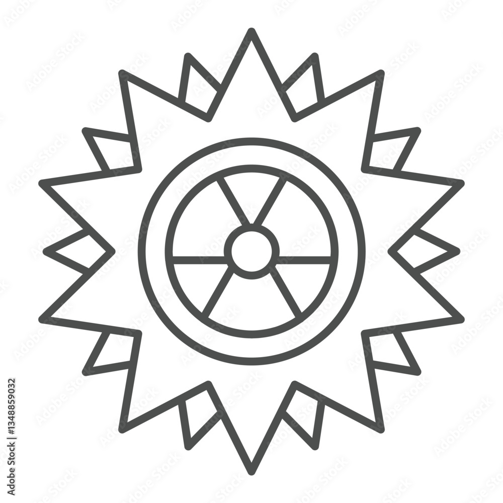 Obraz premium Star shape with radiation seal thin line icon, atomic energy concept. Vector graphics. Radioactive explosion sign on white background, outline style icon for mobile or web design.