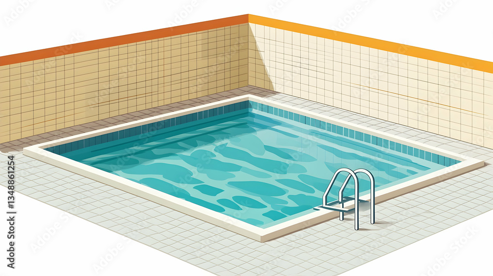 Fototapeta premium Indoor pool corner isometric view, leisure facility