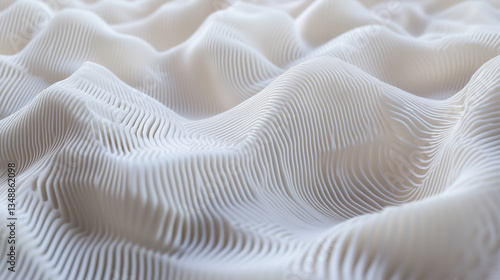Abstract 3D wavy surface with layered white textures