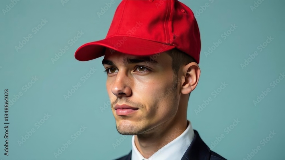 male model in red cap male model in red cap