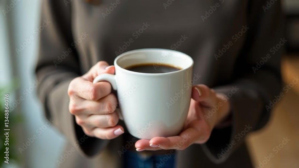 Human a holds a cup of coffee in his hands Human a holds a cup of coffee in his hands