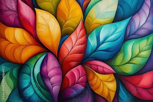 Wallpaper Mural Vibrant multicolored leaves in a soft gradient, creating a lively and fresh atmosphere ideal for seasonal themes and nature concepts Torontodigital.ca