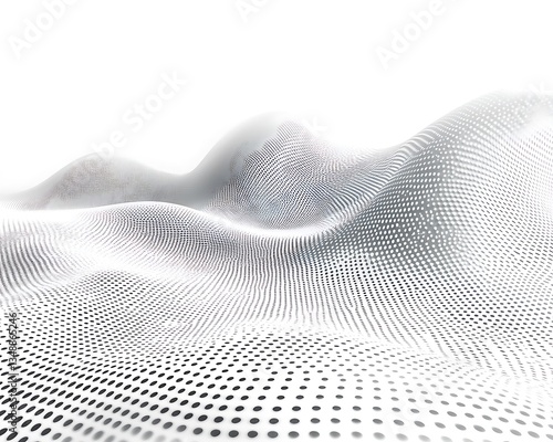 Abstract rendering of a dotted surface with undulating contours and bright illumination