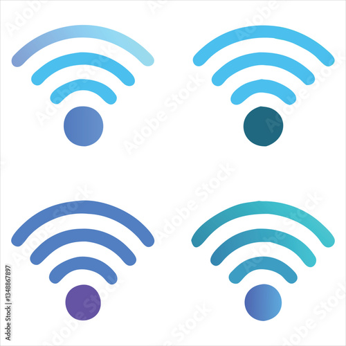 Wi-Fi Icon Set with Solid, Outline, Flat, and 3D Styles

