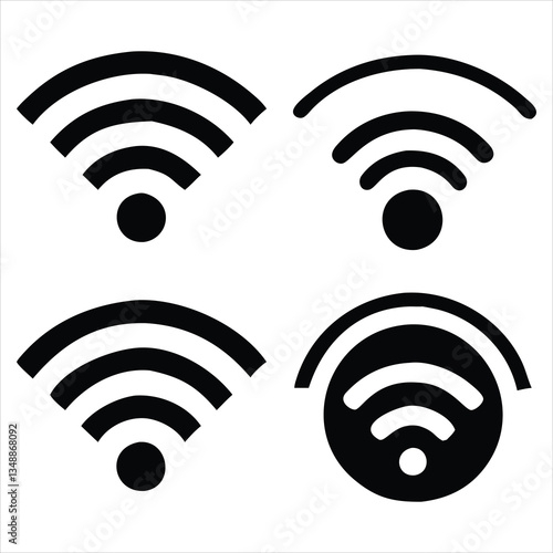 Wi-Fi Icon Set with Solid, Outline, Flat, and 3D Styles

